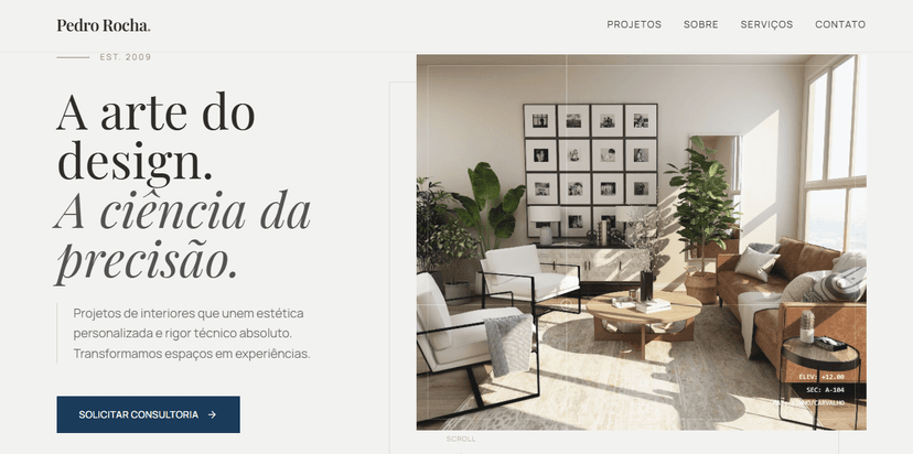 Pedro - Design de Interiores - Portfólio Premium de Autoridade